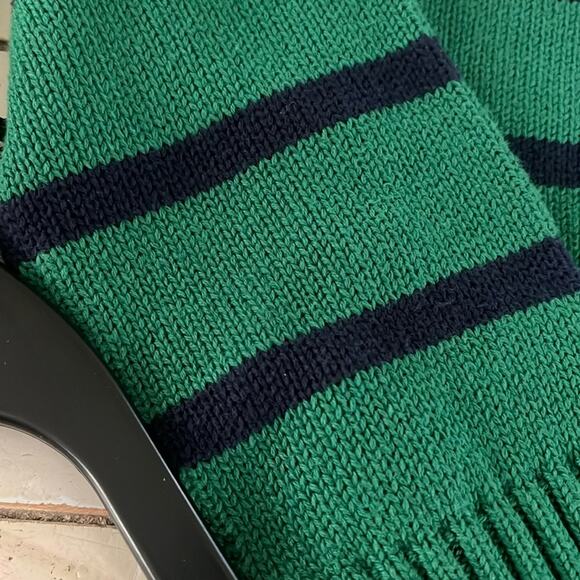 Chaps Sweater Boys XL 18-20 Zip Mock Neck Kelly Green Navy Striped Holiday - Picture 4 of 5